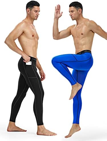 Calças de compressão rúnhit, homens que executam calças justas de perneiras atléticas de yoga