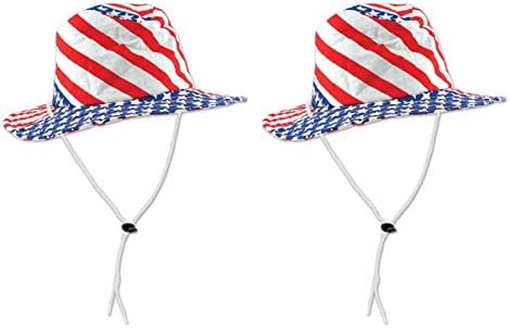 Beistle S60768-RWBAZ2 Chapéus de bandeira patriótica, vermelho/branco/azul