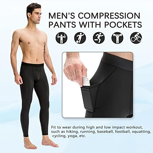 Calças de compressão masculinas do Cargfm com bolsos perneiras atléticas que executam calças de basquete