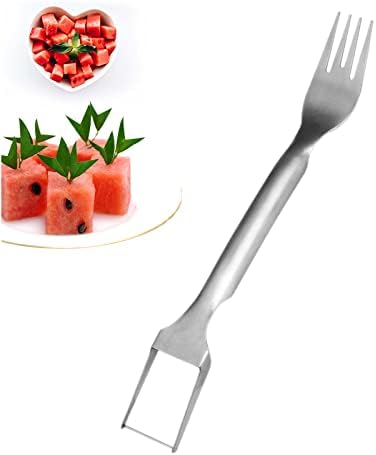 Slicer de garfo de melancia de 2 em 1, artefato de corte de frutas de frutas de melancia de melancia, 304 Faca de