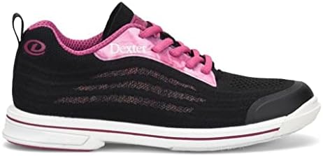 Sapatos de boliche de malha de lite dexter feminino - preto/rosa