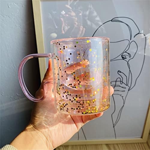 N/A Pink Girl Heart Glass Dupla Camada Bubble Copo Calor Isolante Drink suco Copo de vidro de vidro