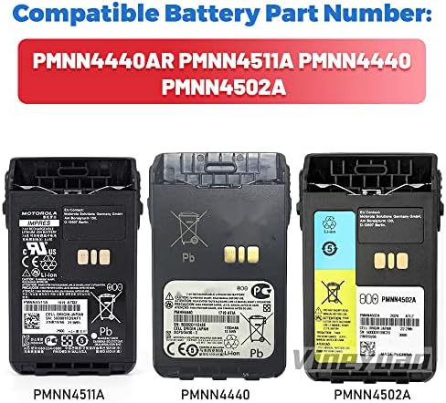 Vineyuan pmnnn4440ar Substituição Bateria de li-íon compatível com Motorola XIR E8600, XIR E8608, XIR E8608I, XIR E8628I, XIR E8668, DP3441, DP3441E, DP361E Radios da bateria