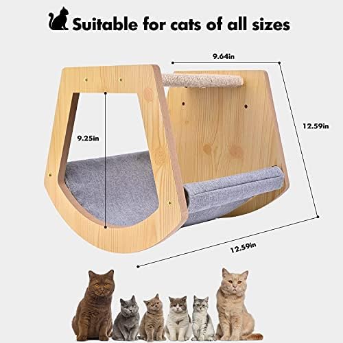 Cama de gato montada na parede, móveis de gato de madeira, casa de gatos, poleiro de gatos, árvore de