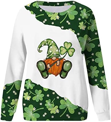 Roupas de manga comprida Crew pescoço gráfico lounge St. Patrick's Day Sweatshirt Roup for Women Fall Winter Roup 8G 8G