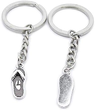 50 PCS Antique Keyrings de prata chaveiros das chaves do anel Tags Cabos AA461 Sapatos de chinelos