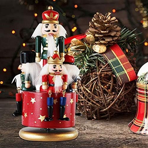 WPYYI Wood Christmas Music Box Pinewood Nutcracker Soldier Box Caixa de música decoração Puppet Desktop