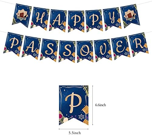 Feliz Banner Páscoa - Banir Religioso Judaico Garland Decoração - Decoração de Férias Judaicas Decoração