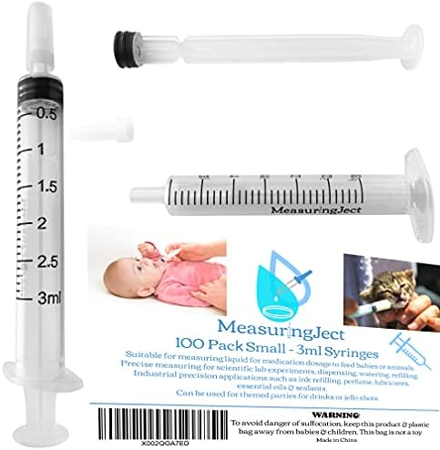 100 Pacote seringa de plástico para medir as seringas de medição científica múltiplas usos de laboratórios