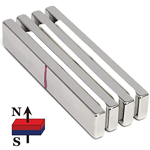 Magnetics CMS ímãs de bares poderosos Neodymium grau N45 3 x 1/2 x 1/4 4 pacote super forte ímãs retangulares