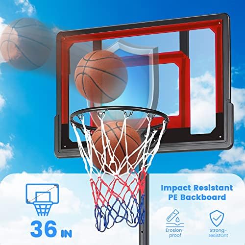 Funjump Basketball Hoop ao ar livre de basquete infantil, contagem de basquete ajustável e protegida para esporte