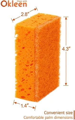 O Ordinário Multi Orange Use Scrub Sponge. Feito na Europa. 18 pacote, 4.3x2.8x1,4 polegadas. Fibra de serviço pesado e não odor sem odor. Espalhador durável e delicado para forno e fogão, banheiro e porão
