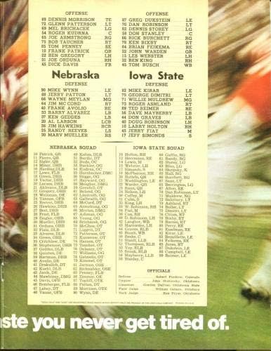 1967 Iowa State/Nebraska Futebol Programa 11/4 Ex 40364 B3 - Programas da faculdade