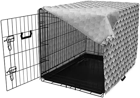 Capa lunarável de caixas de cachorro em preto e branco, listras monocromáticas linhas curvas inspirações clássicas de design vitoriano, capa de canil de estimação fácil de usar para cachorros pequenos filhotes de cachorros gatinhos, 48 ​​polegadas, preto e branco