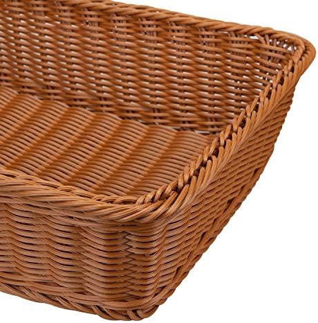 Yarlung 2 pacote de cesta de pão de vime poli, cestas de frutas retangulares de 16 polegadas que servem suportes