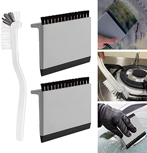 Pincel de limpeza superper conjunto de pinceladas flexíveis cerdas plásticas portátil, pia de pia de gap squeegee suprimentos em casa cinza e branco