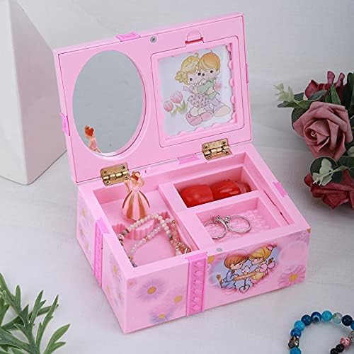 ZGJHFF Pink Dancing Girl Caixa de música Ornamentos de decoração de casa Caixa de música Organizador de jóias