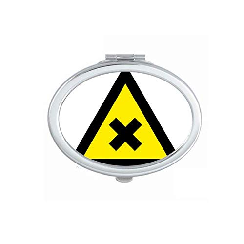 Aviso Símbolo amarelo preto preto proibido Triângulo Espelho portátil dobra maquiagem de mão dupla