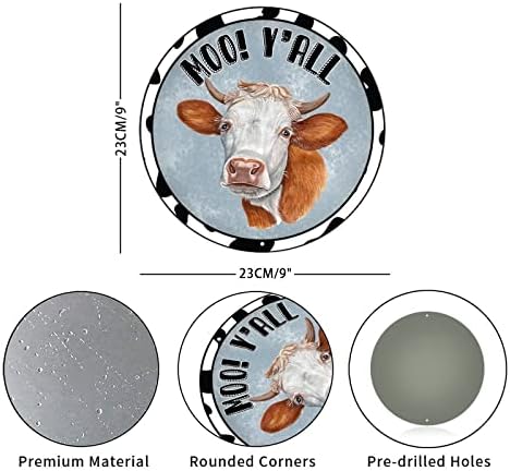 Padrão de impressão de vaca moo y'all engraçado animal animais de fazenda vacas redondas placas de metal