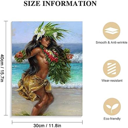 Hawaii Beach Girl Pintura Hula Dancer Girl Poster Tropical Island Girl Wall Art Tela Art Poster Arte da parede