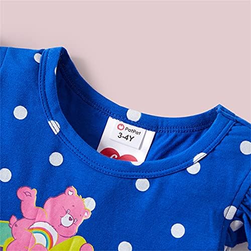 AdorraCute de Patpat Toddler Girl 3 Packs Dress Rainbow and Polka Dots Dress Girls Mleesess Cotton Dress 2y-10years