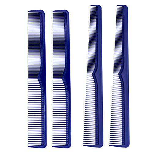 Johnny B Professional 4 Pack Cutting & Styling Combs para barbeiros, uso em casa, azul