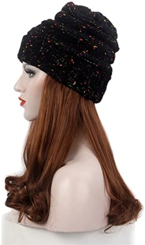 N/A peruca e chapéu e boné de cabelo um chapéu preto Wig Long Curly Brown Hat peruca uma personalidade elegante