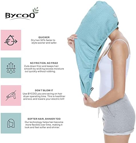 Pacote Bycoo 2 Pacote de cabelo de microfibra grande embrulho para mulheres, toalha de secagem de cabelo