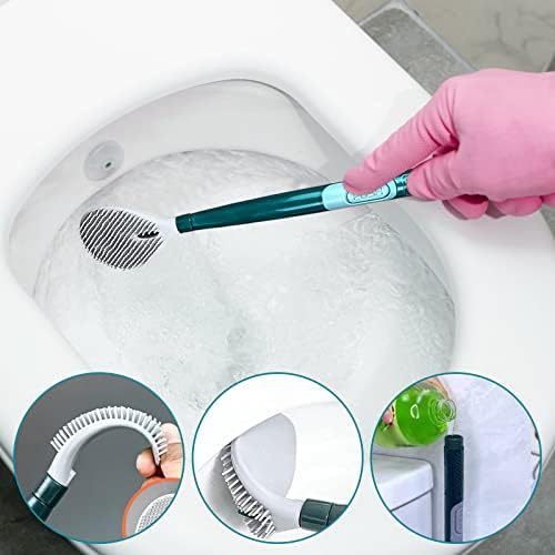 Escovas de silicone, limpeza de suprimentos e suporte do vaso sanitário sem perfuração, curvador de silicone