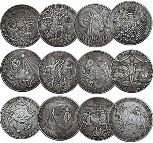 Partykindom vintage doze constelações comemorativas de moedas comemoroscópicas com relevo estereoscópico