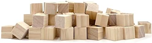 Blocos de madeira para artesanato, cubos de madeira inacabados, 2 cm de madeira natural, pacote de 80 blocos quadrados