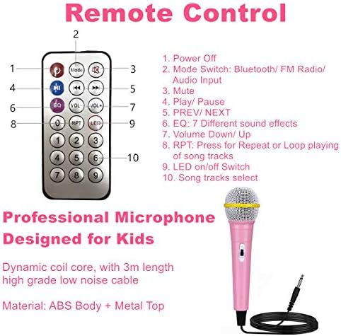 Máquina de karaokê Bluetooth KIDSONOR Bluetooth com 2 microfones, Loudspeaker de Música portátil