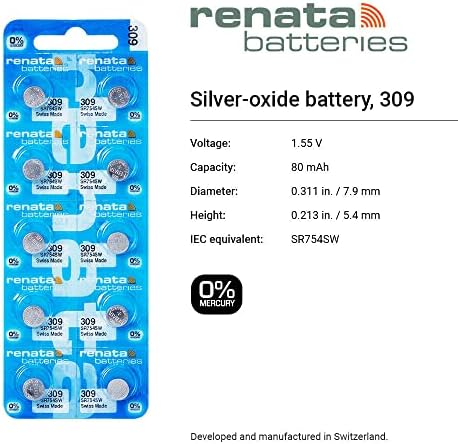 Renata 309 Baterias SR754SW - 1,55V Oxido de prata 309 Bateria de vigia