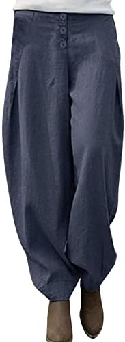 Calças casuais e tops femininos de algodão feminino roupas de vestido de botão de calça longa para