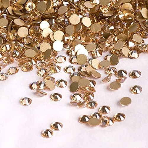 Persub Crystal Golden Shadow non hotfix backs planos strass de cristal pedras de ouro miçangas unhas artesanato