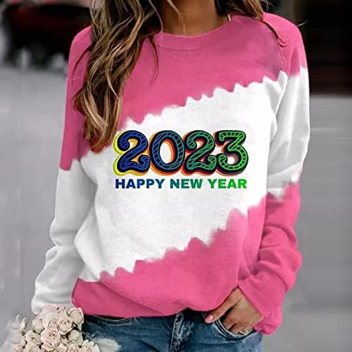 2023 Camisas de moda para mulheres mangas compridas Tie-dye Block Block Tees Tops Pullover Tops Casual Casual Camiseta