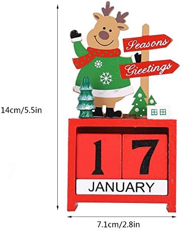Ornamentos do calendário de Natal, caixa de contagem regressiva de contagem regressiva de madeira de madeira vermelha,