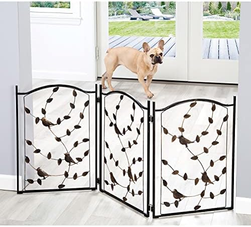 ETNA 3 PAINEL PET GATE - Portão de cachorro de folha de metal tríforado para escadas, portões de cachorro