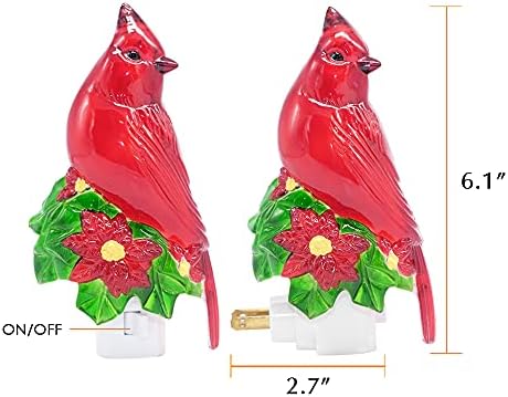 Eldnacele Red Birds Plug in Night Light, 360 Rotation, LED Nightlight Home Party Halloween Decoration