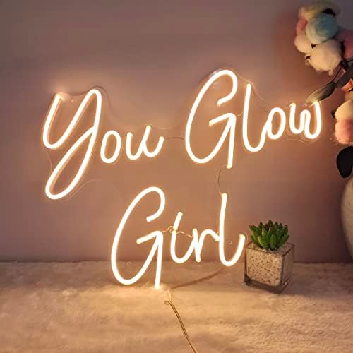 Britrio You Glow Girl Néon sinal para meninas quarto da sala de estar decoração de parede de aniversário