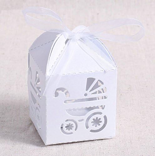 Joinwin 50 PCs Cut Cut Cut Carriage Box, caixa de presente, caixas de doces para festa de chá de bebê