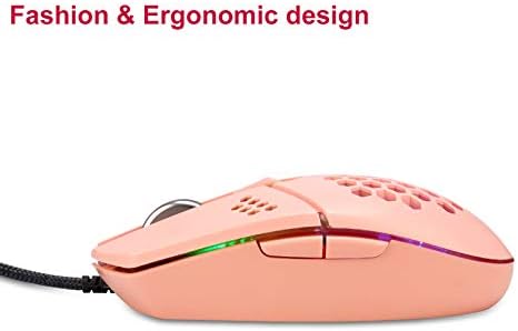 Mouse de jogos com fio USB com ventilador de resfriamento de silêncio, ratos de jogos de shell de favo