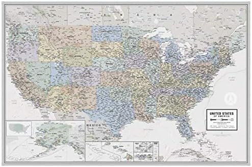 Laminado Estados Unidos Odyssey Mapa Poster | Mapa de estilo executivo | Inclui os rótulos de localização