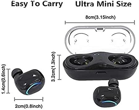 Fones de ouvido sem fio Earbud Bluetooth 5.0 com estojo de carregamento de 24 horas, incorporado em fones