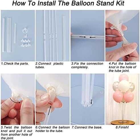 Rubfac 7 sets kits de suporte de balão, suporte de balão transparente para mesa, incluindo cola,