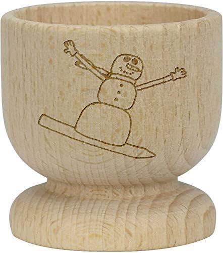 Azeeda 'snowboard snowman' copo de ovo de madeira