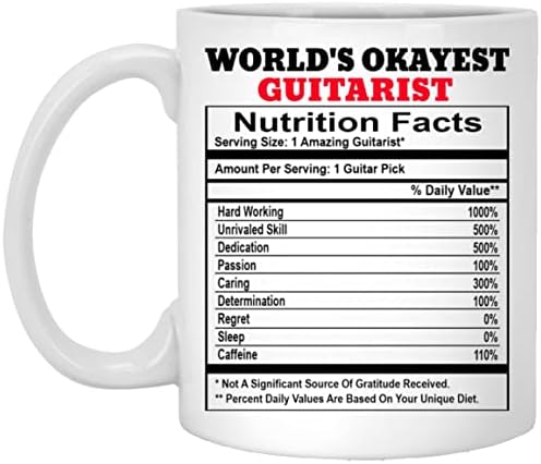 Subin Shop World World World Guitarist Nutrincy Facts Coffee Caneca, caneca engraçada do guitarrista, Gag