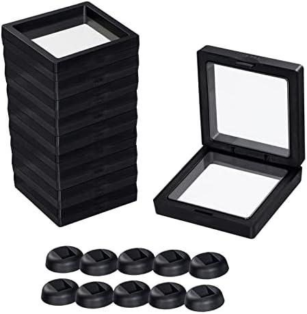 Quadro flutuante 3D preto, UCEOO 10 pacote 2,75 × 2,75 × 0,8 ”/70x70x20mm Desafio de moeda de moeda de moedas