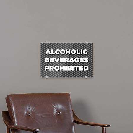CGSignLab | Bebidas alcoólicas proibidas -Stripes Grey Premium signo de acrílico | 18 x12