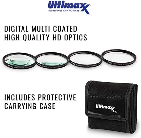Ultimaxx 49mm Kit de acessório de filtro de lentes macro de close-up para todas as lentes, incluindo: